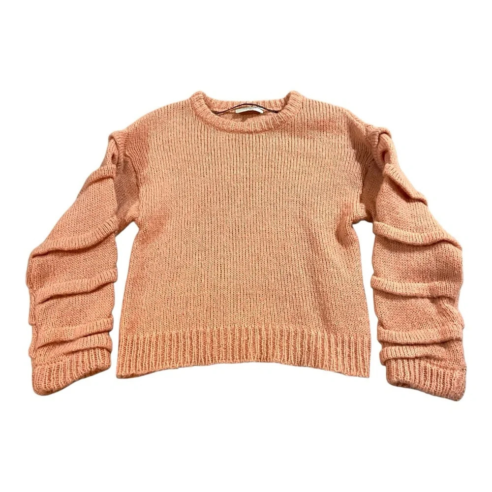 Selected Femme SF Olivia Alpaca Long Sleeve Sweater Ruffle Sleeve 3D Sz XS Peach